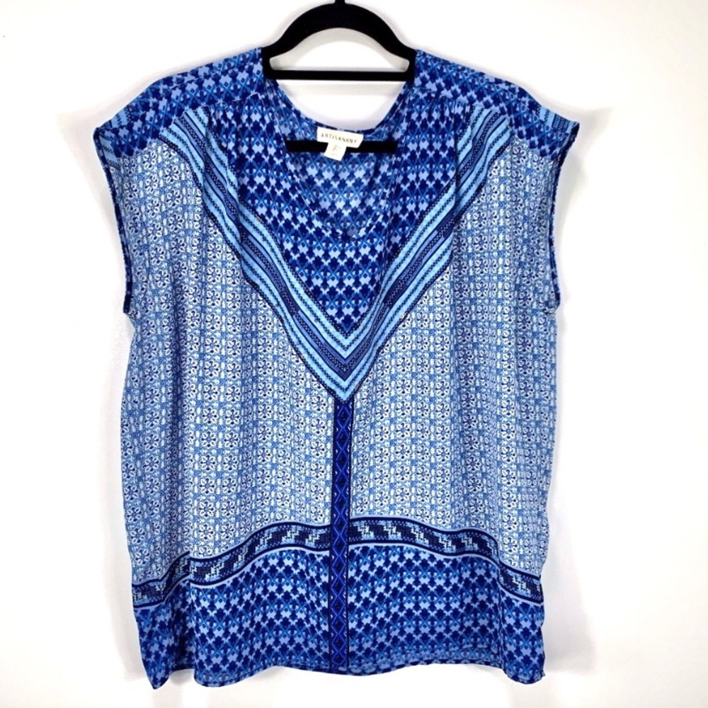 🌺 3/$20 ARTISAN NY Blue Sleeveless Blouse
